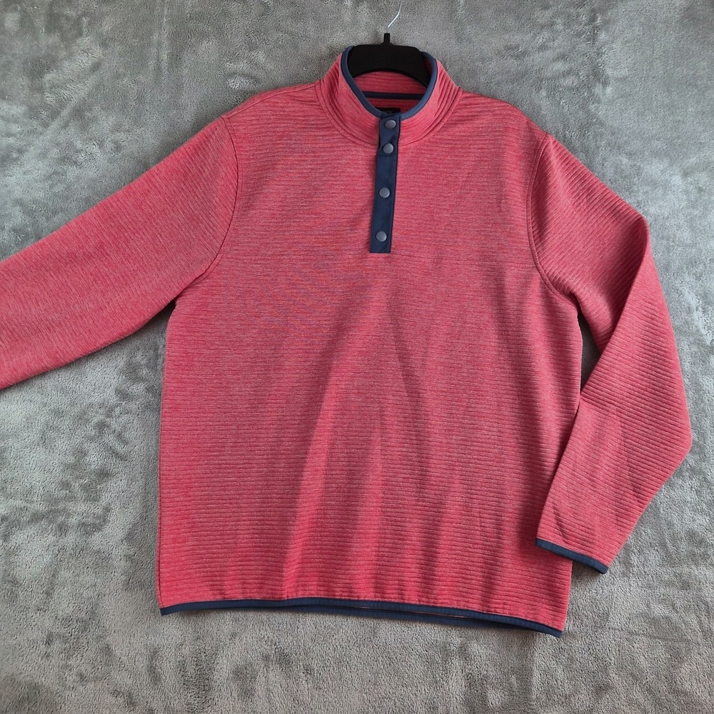 J Crew Sweatshirt‎ Large Punch Quilted Knit Authentic Fleece 1/4 Snap Pullover